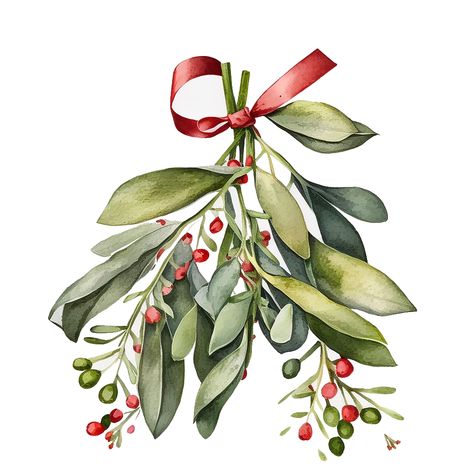 Introducing the perfect addition to your holiday-themed crafting projects - our Mistletoe Clipart! This digital clipart set is designed to make your Christmas projects come to life. The pack includes various mistletoe designs, all created using stunning watercolor painting techniques. Our Mistletoe Clipart is perfect for digital crafting, scrapbook images, wall art, and printable art. The high-resolution digital downloads ensure that your final project will be of the best quality possible. The p Xmas Art Illustration, Mistletoe Christmas Card, Mistletoe Painting, Mistletoe Illustration, Mistletoe Clipart, Mistletoe Watercolor, Watercolor Mistletoe, Christmas Watercolors, Mistle Toe