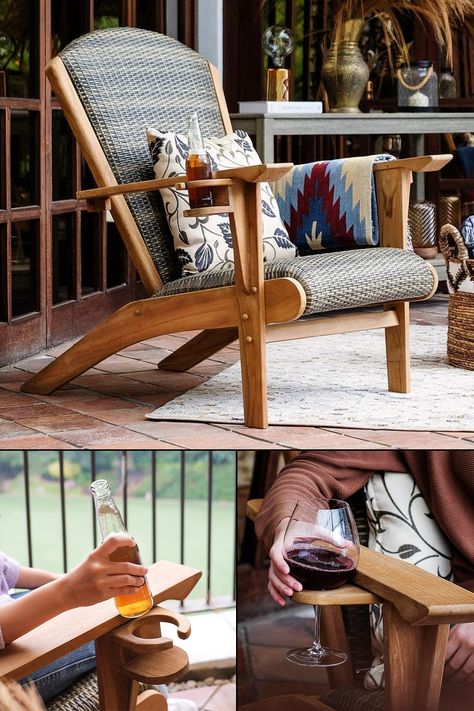 Wooden Deck Chairs Diy, Modern Adirondack Chair Diy, Adirondack Chair Cup Holder Diy, Adirondack Chair With Ottoman, Wine Glass Holder Diy, Adarondic Chair, Modern Adirondack Chairs, Foldable Adirondack Chair, Modern Adirondack Chair Plans