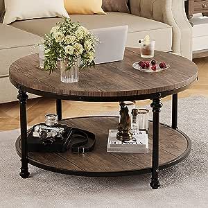 Amazon.com: IDEALHOUSE Round Coffee Table for Living Room Rustic Center Table with Storage Shelf Wood Circle Coffee Table with Sturdy Metal Legs, Easy Assembly(Light Walnut) : Home & Kitchen Wood Circle Coffee Table, Rustic Center Table, Center Table With Storage, Round Coffee Table Rustic, Circle Coffee Table, Industrial Sofa Table, Round Coffee Table Living Room, Circle Coffee Tables, Modern Wood Coffee Table