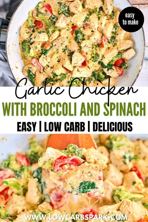 Garlic Chicken With Broccoli, Cheesy Garlic Chicken, Garlic Chicken Bites, Chicken With Broccoli, Healthy Broccoli, Spinach Casserole, Low Cholesterol Recipes, Health Dinner, Chicken Bites