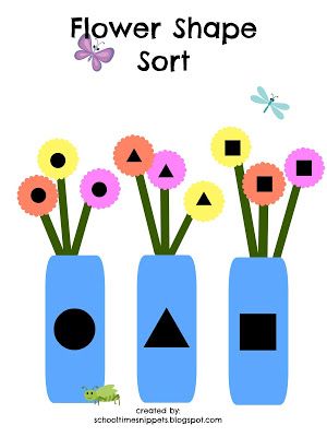 School Time Snippets: Flower Shape Sort {Free Printable} Preschool Garden, Teaching Shapes, Shape Sort, Spring Math, Math Activities For Kids, Free Printable Activities, Shapes Preschool, Spring Preschool, Learning Shapes