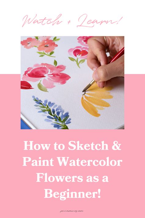 Cass Deller, Paint Watercolor Flowers, Painting Watercolor Flowers, Sketch And Paint, Waterbrush Art, Best Watercolor Paper, Jenna Rainey, Flowers Step By Step, Basic Art