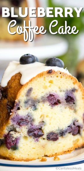 Blueberry Coffee Cake! A tender buttery cake with fresh blueberries, this one is hard to resist! Bisquick Coffee Cake, Blueberry Coffee Cake, Blueberry Coffee, Protein Coffee, Cake Coffee, Coffee Cake Recipes, Blueberry Recipes, Pound Cakes, Bundt Pan