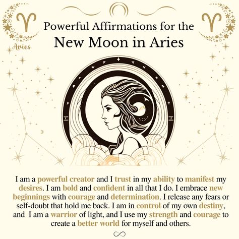 Powerful Affirmations for the New Moon in Aries #affirmations #affirmation #newmoon #newmoonmagic #moonmagic #manifestation New Moon In Aries, Moon In Aries, I Am A Warrior, Moon Rituals, Powerful Affirmations, Intention Setting, Morning Affirmations, Moon Magic, New Moon