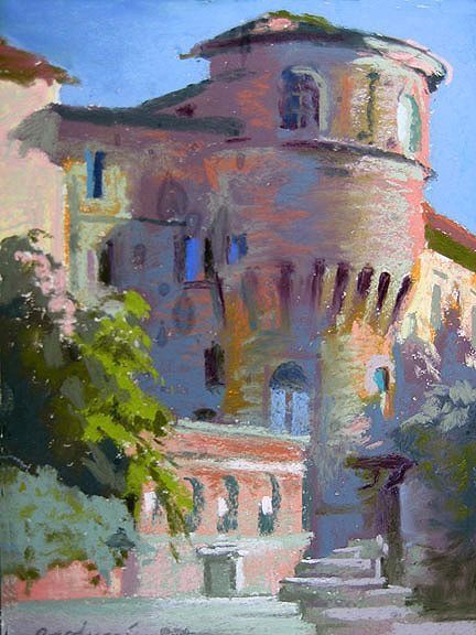 Architecture Paintings, Cityscape Architecture, Oil Pastel Crayons, Soft Pastels Drawing, Oil Pastel Colours, Soft Pastel Art, Plein Air Landscape, Pastel Crayons, Oil Pastel Paintings