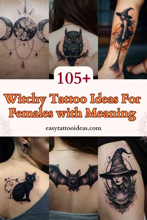 Mystical Tattoo Sleeve Women, Witch Protection Tattoo, Gothic Witchy Tattoos, Witchy Ankle Tattoo, Witchy Chest Tattoos For Women, Witch Tatoos Ideas, Witch Inspired Tattoo, Witchy Hand Tattoos For Women, Witchy Tattoo Ideas Witchcraft