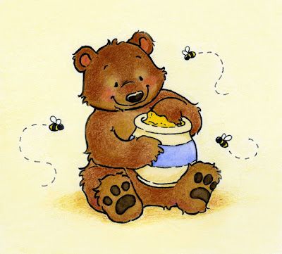 Bear Eating Honey Tattoo, Cartoon Bear Painting, Bear Eating Honey Drawing, Bear With Honey Drawing, Bear And Honey Tattoo, Bear Eating Honey Illustration, Honey Bear Painting, Honey Bear Drawing, Little Bear Drawing