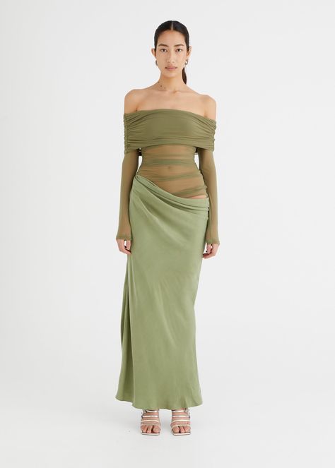 Ruched Maxi Dress, Off Shoulder Fashion, Mesh Dress, Midi Dresses, Pistachio, Special Occasion Dresses, Occasion Dresses, Green Dress, Dresses For Sale