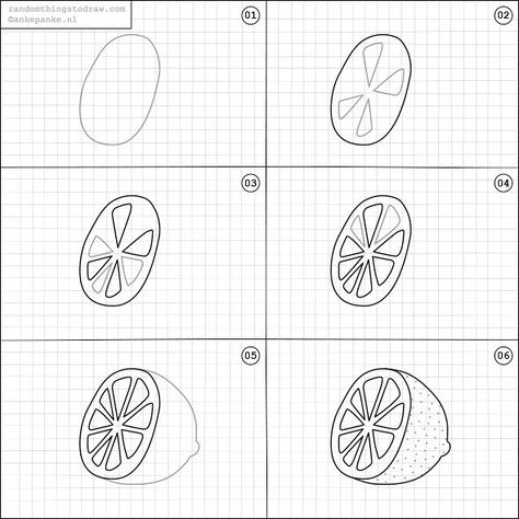 How to draw a lemon.  rttdraw#lemon #citroen #citrus #drawinstructions #howtodraw #randomthingstodraw #sketching #drawing #doodling #howtodoodle #doodleinstructions #howto #howtodrawing #tutorial #drawtutorial #doodletutorial #illustration #tekeninstructies Draw A Lemon, Random Things To Draw, Trin For Trin Tegning, Ako Kresliť, Bujo Doodles, Sketching Drawing, Things To Draw, Easy Drawings For Kids, Galaxy Painting