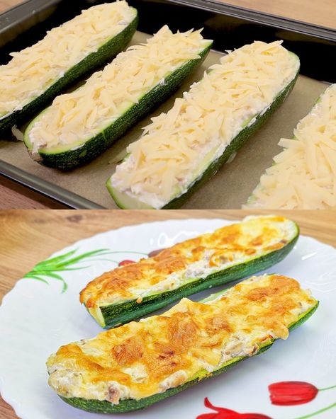 Stuffed Zucchini Boats - Greenku Recipes Cheese Boat, Jam Cake Recipe, Mushroom And Cheese, Zucchini Boat Recipes, Zucchini Cheese, Stuffed Zucchini Boats, Diet Cookies, Mushroom Dish, Dairy Free Cream