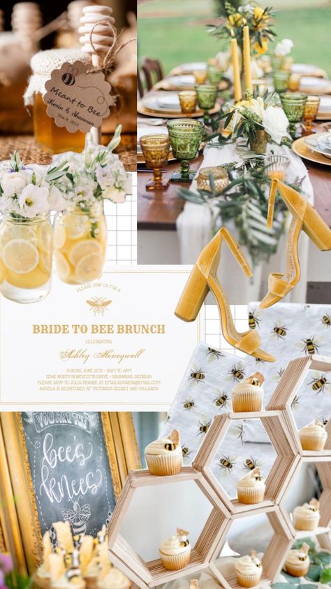 Bridal Shower Honey Bee Theme, Bumble Bridal Shower Ideas, Bridal Shower Bride To Bee, Bridal Shower Theme Bee, Bride To Bee Centerpieces, Bee Theme Wedding Shower Ideas, Bridal Shower Ideas Bee Themed, Meant To Be Bridal Shower Theme, Honeybee Bridal Shower Theme