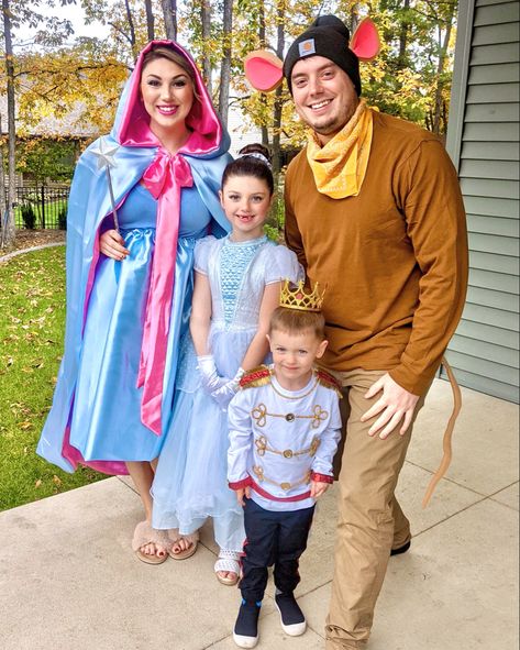 Family Of 5 Cinderella Halloween Costumes, Cinderella Costume Family, Cinderella Family Halloween Costumes, Cinderella Halloween Costume Family, Family Of 4 Disney Halloween Costumes, Disney Halloween Family Costumes, Cinderella Family Costumes, Family Cinderella Halloween Costumes, Cinderella Family Costume Ideas