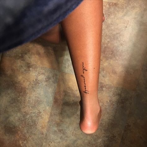 Womens Small Tattoo Placement, Back Of Leg Writing Tattoo, Calf Name Tattoo, Back Of Leg Small Tattoo, Calf Tattoo Placement For Women, Writing Tattoos For Women On Arm Sleeve, Vertical Ankle Tattoos For Women, Ankle To Calf Tattoos For Women, Script Tattoo Placement Leg