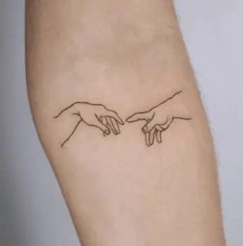 Touching Hands Tattoo, Fingers Touching Tattoo, Two Hands Tattoo, Fingers Touching, Hand Touching, Hand Tattoo Designs, Hands Tattoo, 2 Fingers, Skeleton Hand Tattoo