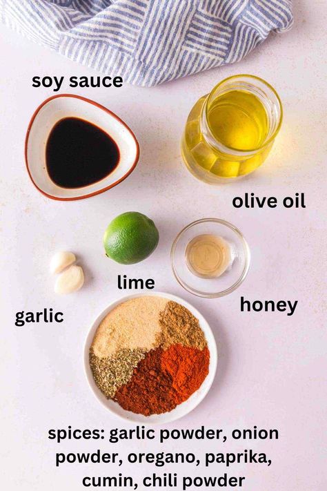 This easy homemade fajita sauce is made with a delicious blend of olive oil, lime juice, soy sauce, and simple seasonings that you likely already have in your spice cabinet. It's an easy and versatile fajita marinade that will instantly add flavor to burritos, nachos, tacos, salads, and more! Easy Fajita Marinade, Fajita Sauce Recipe, Fajitas Marinade, Fajita Seasoning Marinade, Fajita Marinade Recipe, Soy Sauce Chicken Marinade, Fajita Sauce, Fajita Pizza, Vegetarian Fajitas