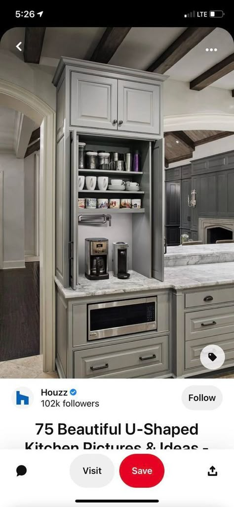 Coffee Bar Built In, Built In Coffee Bar, Coffee Cabinet, Microwave Cabinet, Microwave Drawer, Built In Cabinet, Coffee Bars In Kitchen, Beverage Center, Coffee Nook