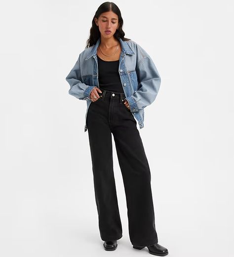 Ribcage Wide Leg Women's Jeans - Black | Levi's® CA Levis Ribcage Jeans, Levi's Ribcage, Ribcage Jeans, Rosie Posie, Levis Ribcage, High Waist Wide Leg Jeans, Black Levis, Dad Jeans, Jeans Bootcut