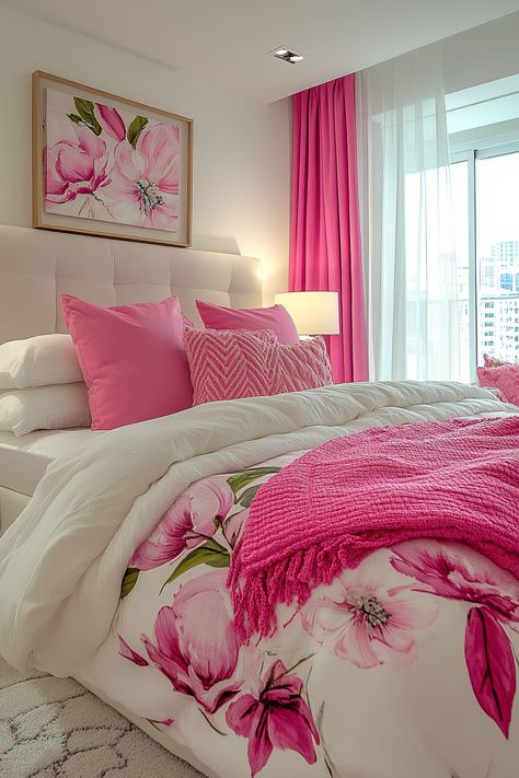 Create a dreamy and feminine aesthetic with these 27 white and pink bedroom ideas.  Explore a range of designs that combine soft, feminine hues with unique details, such as floral patterns, romantic lighting, and plush textures. Discover inspiration for creating a space that's both beautiful and inviting, perfect for relaxation and self-care. Whether you're seeking a classic white and pink bedroom aesthetic or a more modern interpretation, these ideas will help you design a bedroom that truly reflects your style. White And Pink Bedroom Aesthetic, White Pink Bedroom, White And Pink Bedroom Ideas, Eclectic Bedroom Furniture, White And Pink Bedroom, Pink Bedroom Aesthetic, Relaxing Aesthetic, Bedroom Aesthetic Ideas, Design A Bedroom