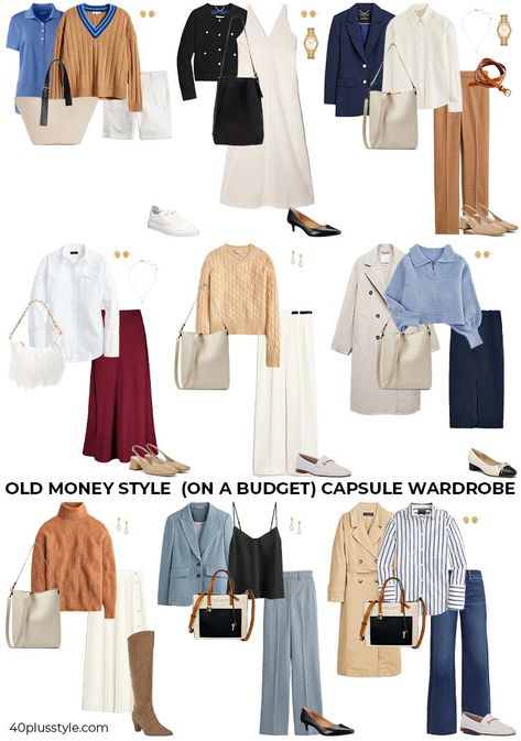 Old money style - capsule wardrobe and guide | 40 style Style On A Budget, Capsule Wardrobe Women, Money Clothes, Old Money Outfit, Elegant Style Women, Casual Work Outfits Women, Budget Outfits, Money Outfit, Clothing Wishlist