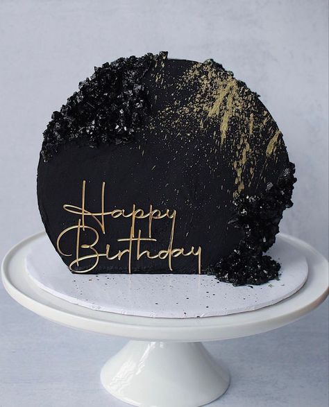 Birthday Cake Aesthetic Black, Cakes Aesthetic, Modern Birthday Cakes, Small Birthday Cakes, 25th Birthday Cakes, Cake Show, Black Cake, Birthday Cake For Him, Elegant Birthday Cakes