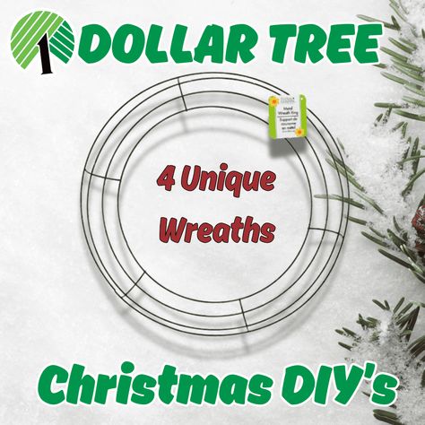 Looking for unique wreaths this Christmas? Here are four different wreath DIY's you can create using items from the dollar store. Mini Wire Wreath Ideas, Christmas Star Wreath Ideas, Diy Memorial Wreath, Cat Christmas Wreath Diy, Winter Wreaths For Front Door Diy, Dollar Tree Wreath Ideas, Unique Christmas Wreaths, Ornament Wreath Diy, Diy Wreath Ideas