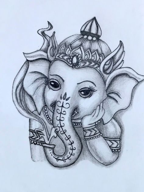 Ganesha Sketch, Ganesha Drawing, Pencil Drawing Images, Ganesh Art Paintings, Boho Art Drawings, Disney Art Drawings, Doodle Art Drawing, Ganesh Art, Art Sketches Pencil