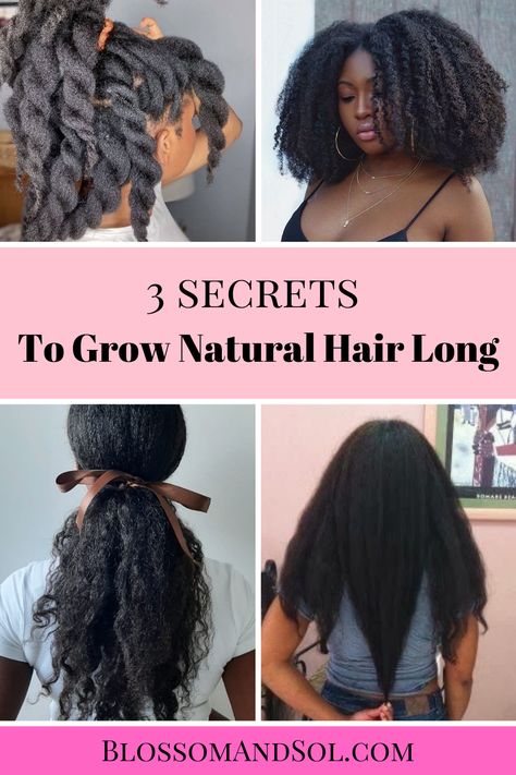 Grow Natural Hair, Natural Hair Long, Grow Black Hair, Growing Long Natural Hair, Healthy Black Hair, Grow Long Healthy Hair, Grow Natural Hair Faster, Thick Natural Hair, Black Hair Growth