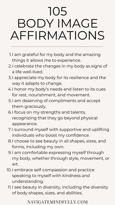 body image affirmations Body Positive Aesthetic, Health Mantra, Body Wisdom, 2025 Goals, Love Body, Building Self Esteem, Counseling Activities, Positive Influence, Body Mind Soul