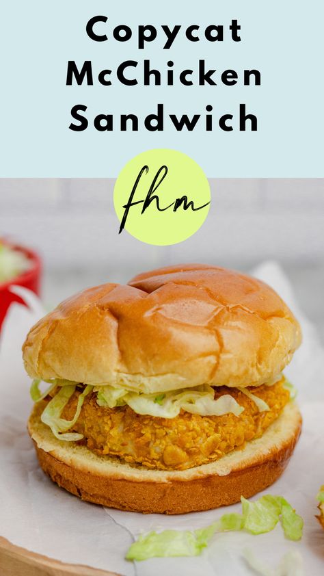 recipe - Copycat McChicken Sandwich Chicken Sandwich With Ground Chicken, Crispy Ground Chicken Burgers, Ground Chicken Mcchicken, Crispy Chicken Patty, Hot And Spicy Chicken Sandwich Mcdonalds, Fried Ground Chicken Patties, Copycat Mcchicken Sandwich, Mc Chicken Sandwich, Mcchicken Sandwich Recipe