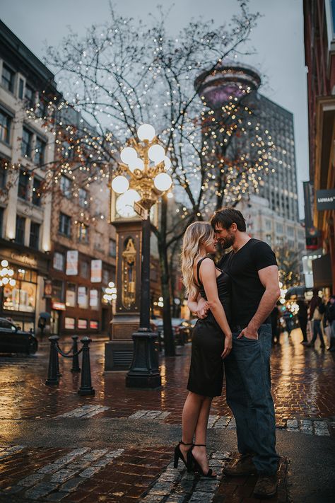 Couple Poses Photography, Nj Engagement Photos, Rainy Photoshoot, Rainy Engagement Photos, Blush Photography, Winter Engagement Pictures, Langley Bc, Cute Engagement Photos, City Engagement Photos