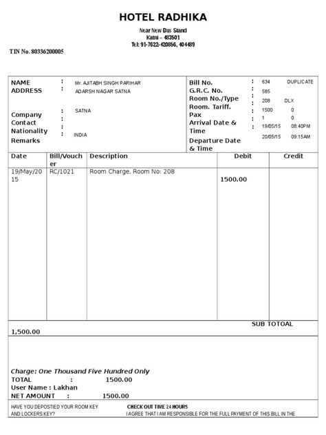 Hotel Bill Format Pdf, Hotel Bill Format In Word, Bill Book Format, Hotel Invoice, Microsoft Word Invoice Template, Invoice Format In Excel, Hotel Bill, Bill Book, Company Letterhead Template