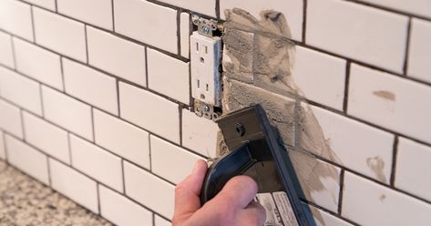 How to Grout a Tile Backsplash Like a Pro Grout Kitchen Backsplash, How To Grout Tile Backsplash, How To Apply Grout To Tile, How To Grout, How To Grout Backsplash, Grouting Tile Tips, How To Grout Tile, Octagon Tile Backsplash, Kitchen Grout