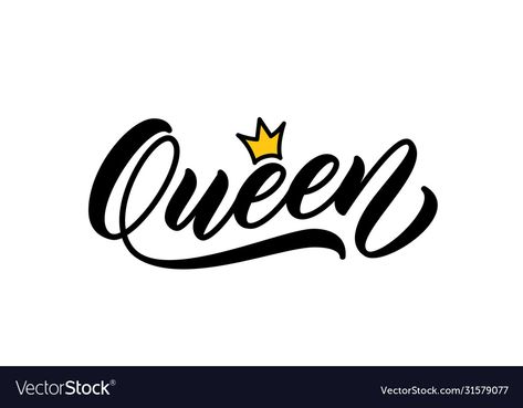 Queen Word Design, Xmas Calligraphy, Queen Lettering, Golden Logo Design, Printing On Clothes, Aesthetic Generator, Queen Logo, Hand Lettering Design, Happy Birthday Steve