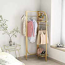 Modern Clothing Rack, Metal Clothes Rack, Tiny Apartments, Gold Outfit, Entry Way Design, Metal Clothing, Hanging Clothes, Garment Racks, Clothes Rack