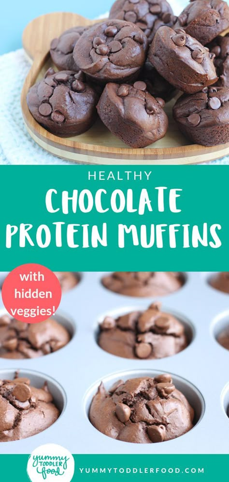 Healthy Protein Muffins, Veggies For Kids, Chocolate Protein Muffins, Healthy Chocolate Muffins, Great Breakfast Ideas, Protein Dinner, Healthy Protein Snacks, Protein Muffins, Hidden Veggies