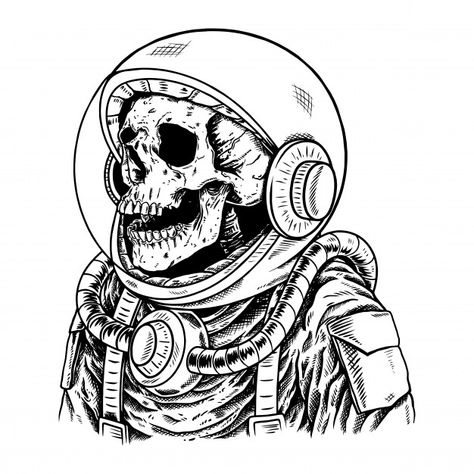 Astronaut Skull, Astronaut Drawing, Astronaut Tattoo, Skulls Drawing, Animation Art Sketches, Skull Sticker, Skeleton Art, Line Light, Design Line