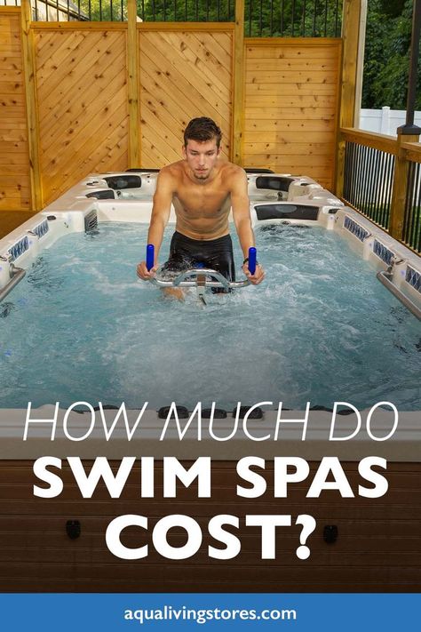 For any customer that wants access to unlimited swimming their own backyard, swim spas are a fantastic investment. It can even help bring your family closer together! It’s important to keep in mind that swim spas are significantly less expensive than inground pools. But how much do they cost, exactly, and will the price be worth it to you? Read on to find out how to make the best decision for you and your wallet. Swimming Hot Tubs, Swim Spa Steps Ideas, In Ground Swim Spa Backyard Ideas, Swim Spa Accessories, Swim Spa Backyard Ideas Enclosed, Swim Spas Inground, Swim Spa With Deck, Backyard Swim Spa Ideas, Master Spa Swim Spa