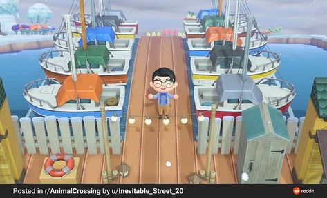 Animal Crossing Boat Dock Ideas, Acnh Yacht Dock Ideas, Animal Crossing Boat Dock, Acnh Yacht, Acnh Dock Design Code, Acnh Boat Dock, Acnh Dock Ideas, Acnh Planning, Acnh Tropicore