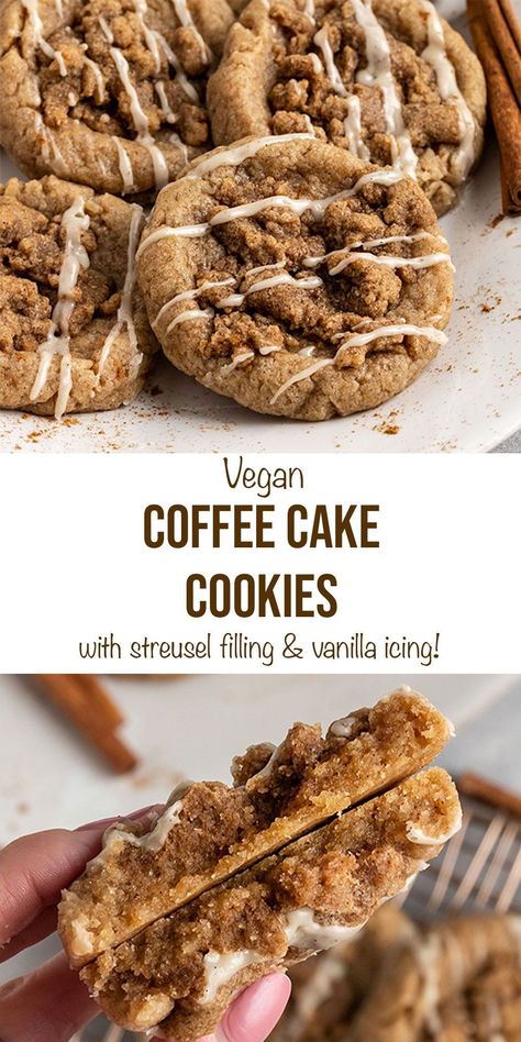 Vanilla Bean Icing, Vegan Coffee Cake, Coffee Cake Cookies, Vegan Coffee, Vegan Baking Recipes, Vegan Cookies Recipes, Desserts Vegan, Vegan Dessert Recipes, Vegan Treats