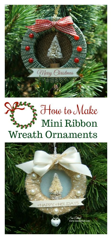 How to Make Mini Ribbon Wreath Ornaments from Sue's Creative Workshop www.sueeldred.com #christmas #holidays #diy Tiny Wreath Ideas, Mini Rag Wreath Ornaments, Small Christmas Favors, Mini Christmas Wreaths Diy, Mini Wreaths Diy, Diy Wreath Ornaments, Mini Wreaths Diy Christmas, Mini Wreath Ideas, Wreath Ornaments Diy