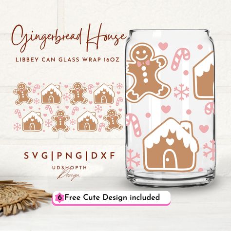 Christmas Libbey Glasses, Svg Prints, Gingerbread Svg, Beer Can Glass Svg, Woman Beer, Gingerbread Design, Cupping At Home, Winter Svg, Gingerbread Girl