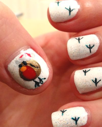 christmas robin nails art with foot prints in the snow! Robin Nails Christmas, Robin Nail Art, Robin Nails, Crystal Tips, Year Nails, Xmas Nail, Robin Christmas, Xmas Nail Art, Christmas Robin