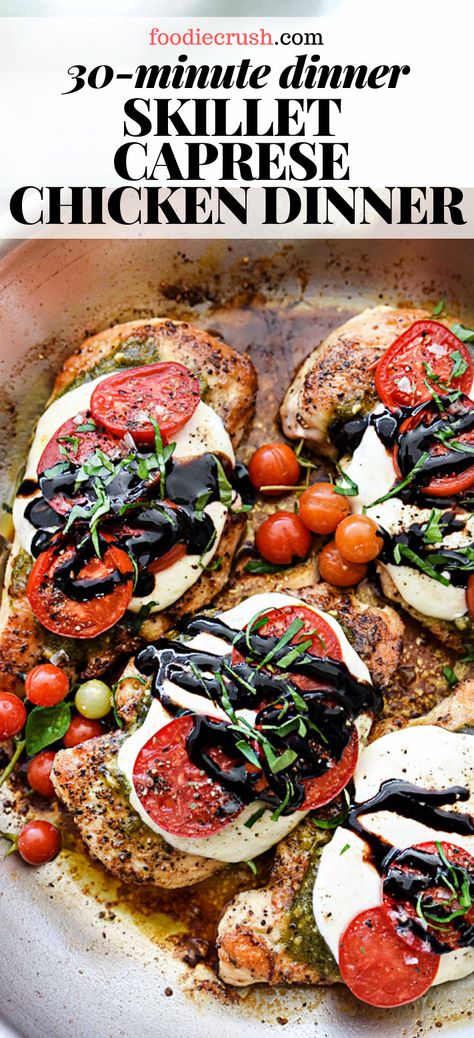 Chicken Caprese Bowl, Caprese Chicken Marinade, Caprese Chicken Recipe, Chicken Breast Recipes One Pan, Low Calorie Chicken Recipes Healthy, Chicken Balsamic Recipes, Caprese Salad Chicken, Balsamic Pesto Chicken, Chicken And Burrata Recipes