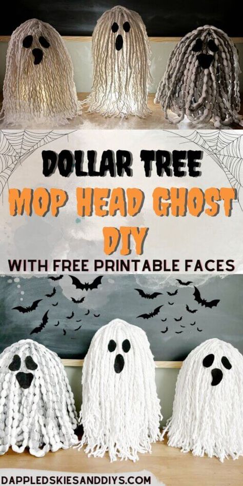 This ghost mop head DIY using Dollar Tree supplies is a cheap and easy way to make crafty and spooky Halloween decorations! This tutorial has three versions, and you may have many of the materials already on hand! DIY Dollar Tree Light Up Ghost Light Up Ghost, Ghost Diy, Spooky Halloween Decorations, Tree Light, Microfiber Mops, Mop Heads, Up Halloween, Tree Lighting, Dollar Tree Diy