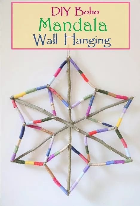 Wrapped Sticks, Wall Art Diy, Mandala Wall Hanging, Boho Mandala, Diy Craft Tutorials, Mandala Wall, Mandala Wall Art, Diy Hanging, Craft Tutorial