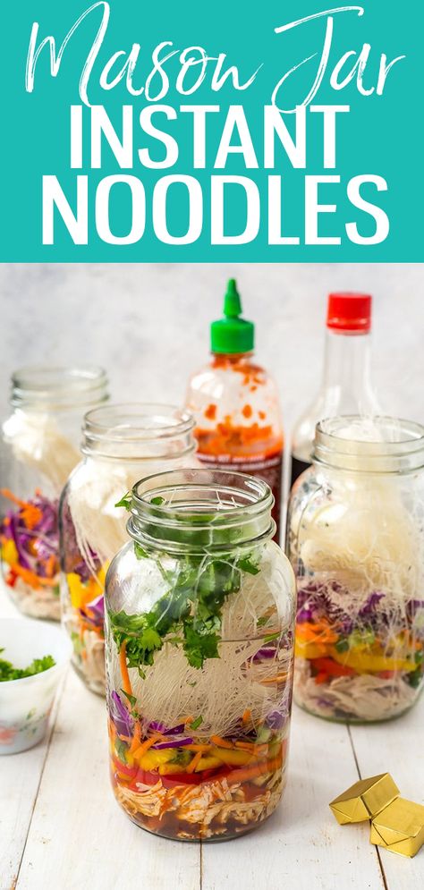 Mason Jar Instant Noodles, Jar Instant Noodles, Mason Jar Soup, Soup In A Jar, Rice Vermicelli, Mason Jar Meals, Instant Noodle, Instant Noodles, Meals In A Jar