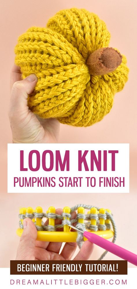 Loom Knit Pumpkins, Loom Knitting Patterns Free, Loom Knitting Patterns Hat, Knit Pumpkins, How To Loom Knit, Loom Knitting For Beginners, Round Loom Knitting, Circle Loom, Loom Hats