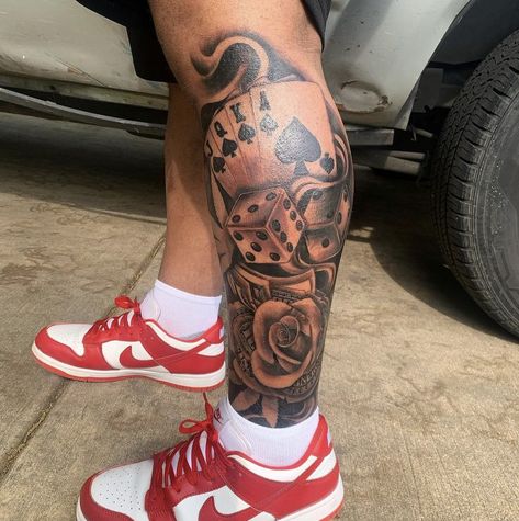 Calf Muscle Tattoo Men, Leg Flame Tattoo, Right Leg Tattoo For Men, Back Of The Leg Tattoos Men, Leg Tattoo Men Ideas Design Unique, Leg Tattoo Men Calves Design, Leg Tattoo Designs Men, Mens Tattoos Leg, Side Of Leg Tattoo Men