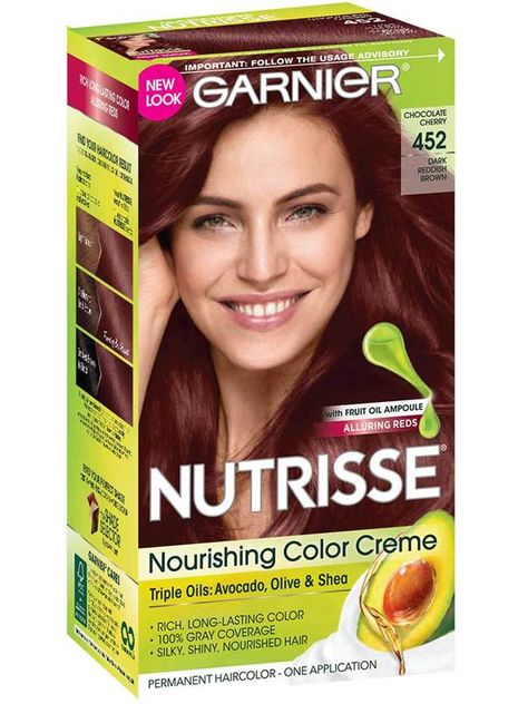 Permanent, Semi-Permanent & Temporary Hair Color - Garnier Dark Reddish Brown Hair Color, Dark Reddish Brown Hair, Dark Red Hair With Brown, Chocolate Cherry Hair Color, Chocolate Cherry Hair, Pelo Color Borgoña, Pelo Color Vino, Reddish Brown Hair Color, Red Brown Hair Color