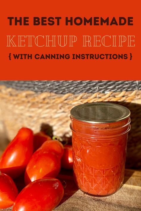 The Best Homemade Ketchup- Made With Fresh Tomatoes! - The Ranchers Homestead Homemade Ketchup Canning Recipe, Ketchup Recipes For Canning, Ketchup Recipe Fresh Tomatoes, Heinz Ketchup Recipe, Diy Ketchup, Sugar Free Ketchup Recipe, How To Make Ketchup, Tomato Ketchup Recipe, Homemade Ketchup Recipes